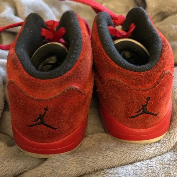 Toddler Air Jordan 5V Retro University Red Suede Raging Bull Size 8C - Picture 4 of 5